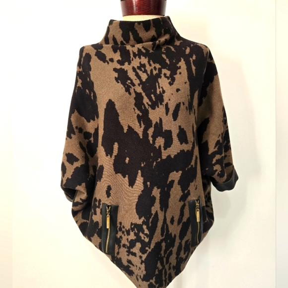 JOSEPH RIBKOFF Animal Print Boxy Top/ Pocho. brown/Olive And Black. Size Small - Picture 2 of 12
